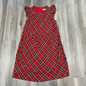 Vineyard Vines Shift Dress Womens SZ 2 Red Plaid Tarten Ruffle Sleeve